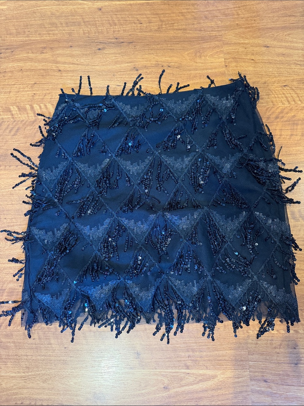 Sincerely Jules Black Sequin Fringe Mini Skirt
